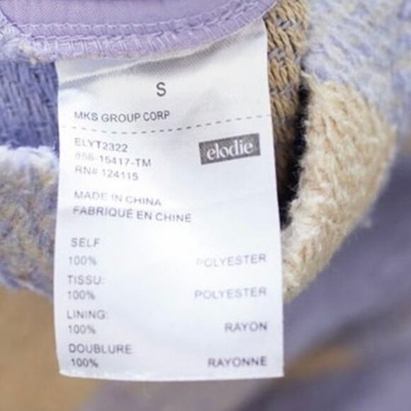 Elodie Purple Cream Plaid Jacket Fleece Feel Button Front Small - Picture 4 of 9